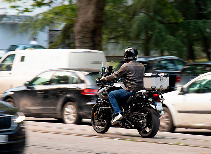 motorcycle in city traffic